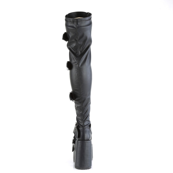 CAMEL-305 Plateau Overknee Stiefel - Schwarz Matt von DemoniaCult – Ansicht 4