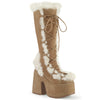 CAMEL-311 Plateau Stiefel Braun Velour/Wildleder mit Fell von DemoniaCult