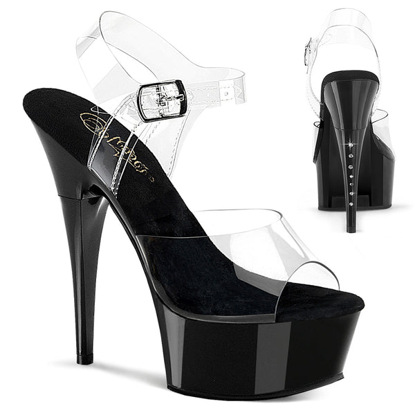 CAPTIVA-608 Plateau Sandaletten Transparent/Schwarz Strass von Pleaser