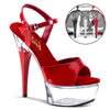 CAPTIVA-609 Plateau Sandaletten Rot/Transparent Strass | Pleaser