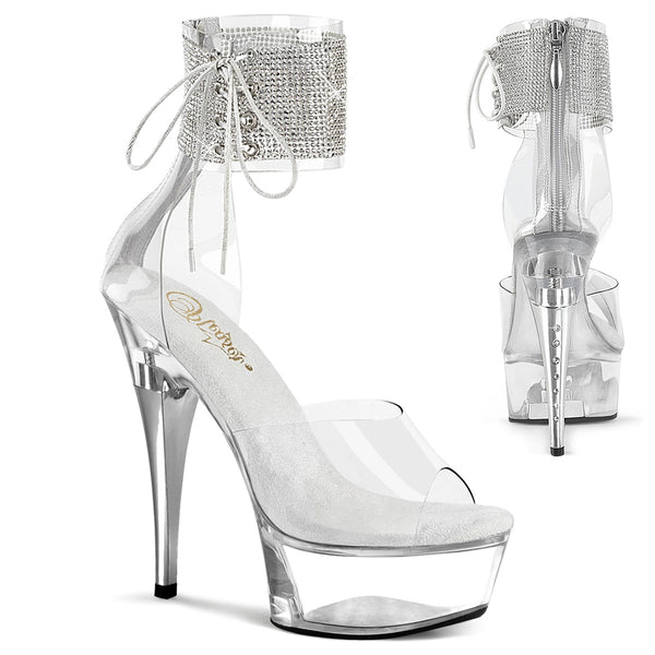 CAPTIVA-624RS Plateau Sandaletten Transparent Strass/Glitzer von Pleaser