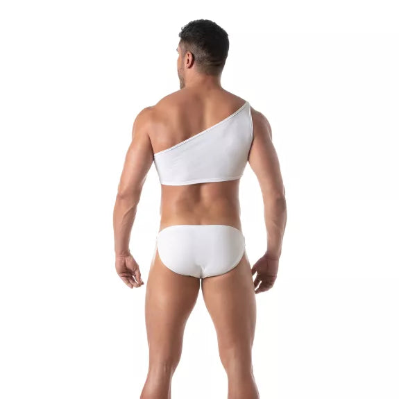 Tank Top Weiß - Asymmetrisch mit auffälligem Ketten-Detail | TOF Paris