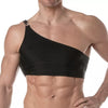 Herren Tanktop mit Kettenriemen - Asymmetrischer Schnitt, schwarz | TOF Paris