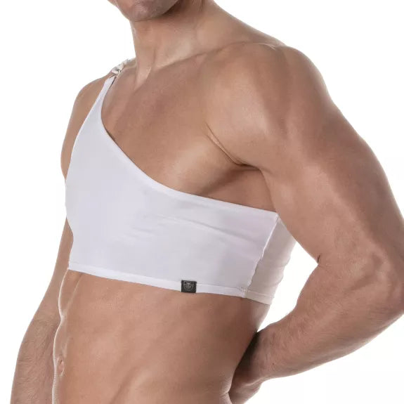 Tank Top Weiß - Asymmetrisch mit auffälligem Ketten-Detail | TOF Paris