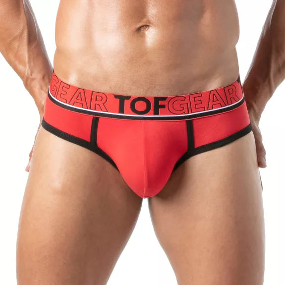 Herren Slips Backless Comfort mit breitem Jacquard-Bund, Rot | TOF Paris