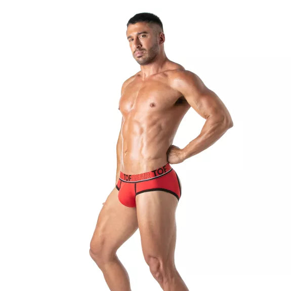 Herren Slips Backless Comfort mit breitem Jacquard-Bund, Rot | TOF Paris