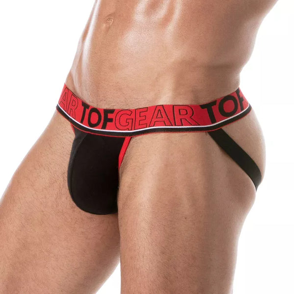 Jockstrap mit bi-stretch Baumwolle & flexiblem Jacquard-Bund, Schwarz | TOF Paris