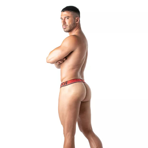 Herren Stringless Thong mit Komfort-Beutel und Jacquard-Bund - Rot | TOF Paris