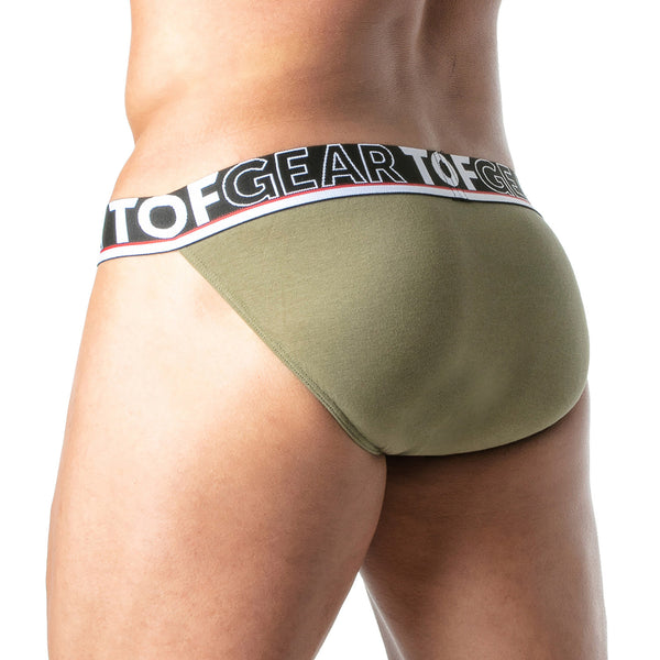 Tanga Khaki - Weicher Bi-Stretch Stoff mit Jacquard-Bund | TOF Paris