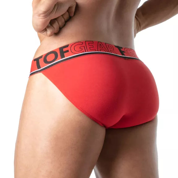 Tanga Herren Rot - Weicher Bi-Stretch Stoff & Jacquard-Bund | TOF Paris