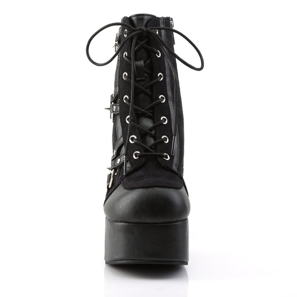 CHARADE-100 Plateau Stiefeletten Schwarz Matt Nieten von DemoniaCult – Ansicht 2
