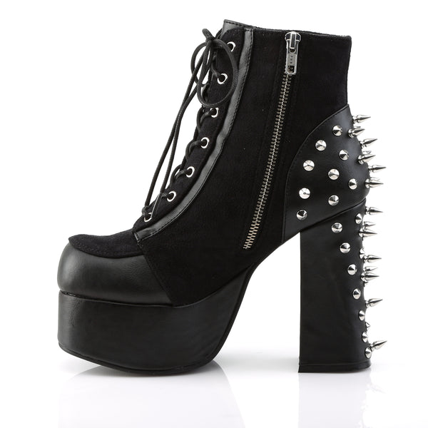 CHARADE-100 Plateau Stiefeletten Schwarz Matt Nieten von DemoniaCult – Ansicht 3