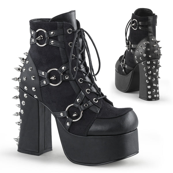 CHARADE-100 Plateau Stiefeletten Schwarz Matt Nieten von DemoniaCult