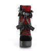 CHARADE-110 Plateau Stiefeletten Schwarz Matt Rot mit Schleifchen von DemoniaCult – Ansicht 2