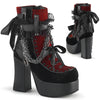 CHARADE-110 Plateau Stiefeletten Schwarz Matt Rot mit Schleifchen von DemoniaCult
