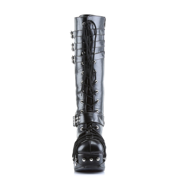 CHARADE-206 Plateau Stiefel Schwarz Lack Nieten von DemoniaCult – Ansicht 2