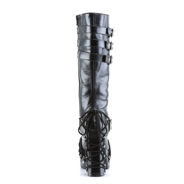 CHARADE-206 Plateau Stiefel Schwarz Lack Nieten von DemoniaCult – Ansicht 4