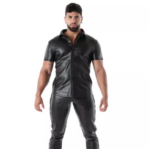 Schwarzes Kinky Shirt mit kurzen Ärmeln im Designer Look von TOF Paris – Ansicht 2