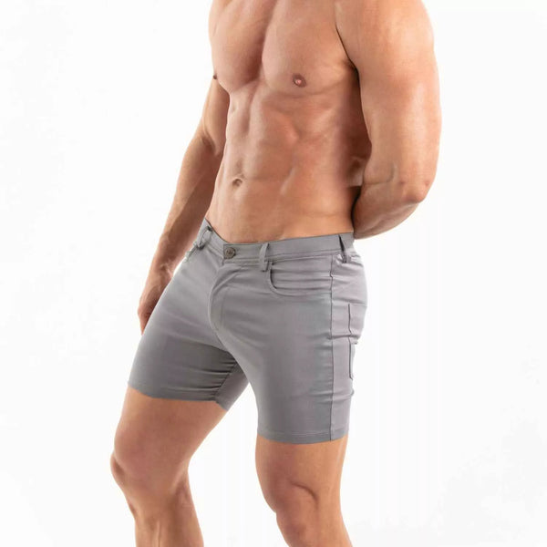 Chino Shorts Herren Slim Fit mit Stretch & 5 Taschen Grau | TOF Paris