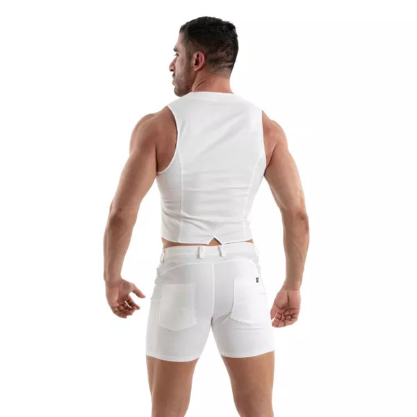 Weiße Chino Weste im eleganten Premium Designer Look von TOF Paris – Ansicht 2