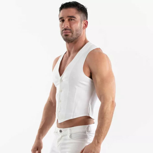 Weiße Chino Weste im eleganten Premium Designer Look von TOF Paris – Ansicht 3