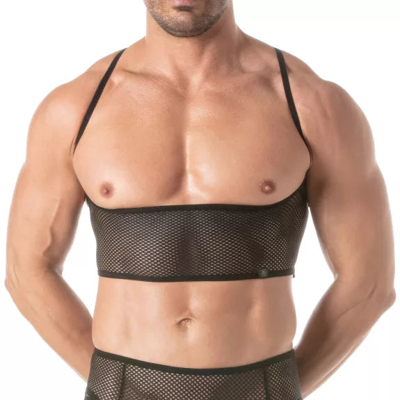 Bustier Herren Fishnet Mesh - Verstellbar & Atmungsaktiv, Schwarz | TOF Paris