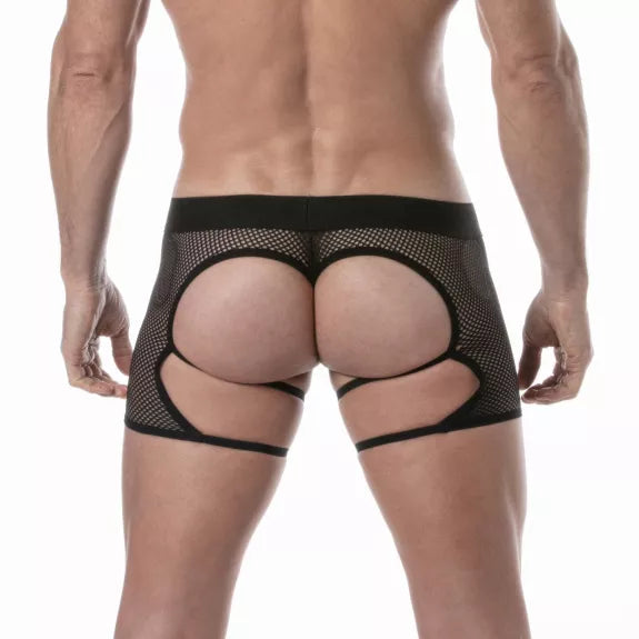 Herrenstring Fishnet Chaps - elastisch, transparent & provokativ, Schwarz | TOF Paris