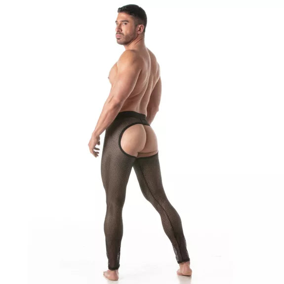 Fishnet Leggings Chaps - Transparenter Look mit Low-Rise Taille, Schwarz | TOF Paris