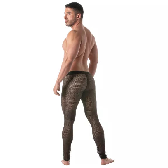 Leggings Herren Mesh - Transparente Netz-Optik mit Fronttasche, Schwarz | TOF Paris
