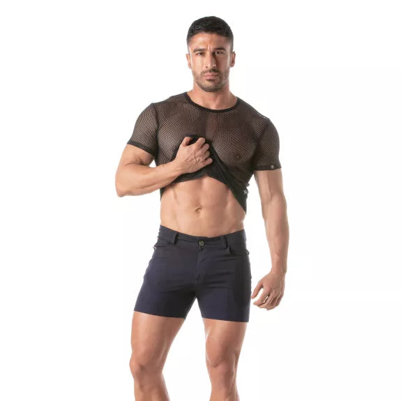 Mesh T-Shirt Herren - Transparenter Look, Atmungsaktiv & Enganliegend, Schwarz | TOF Paris