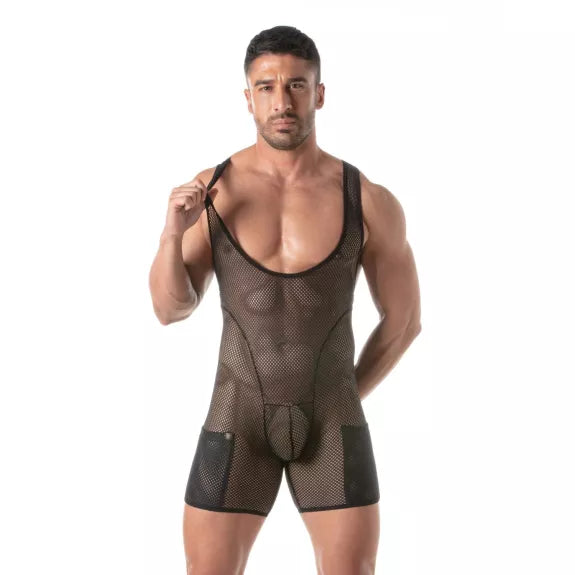 Wrestling Body Herren Mesh-Body mit elastischem Komfort in Schwarz | TOF Paris