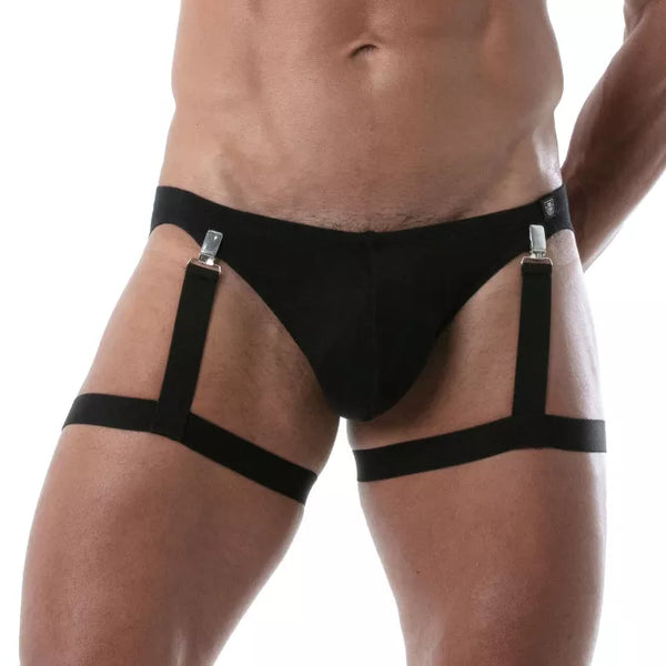 Schwarzes Circuit Leg Harness mit elastischer Premium Passform von TOF Paris
