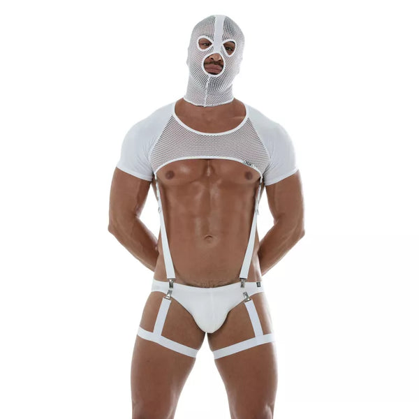 Weiße Circuit Mesh Hood im sportlichen Designer Look von TOF Paris – Ansicht 4
