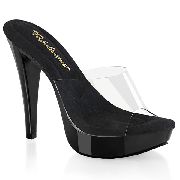 COCKTAIL-501 Plateau Pantoletten Schwarz/Transparent von Fabulicious