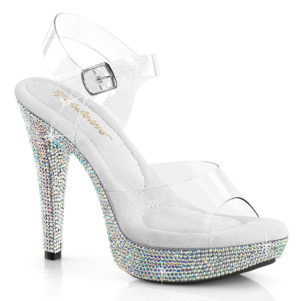 COCKTAIL-508DM Plateau Sandaletten Glitzer Silber von Fabulicious