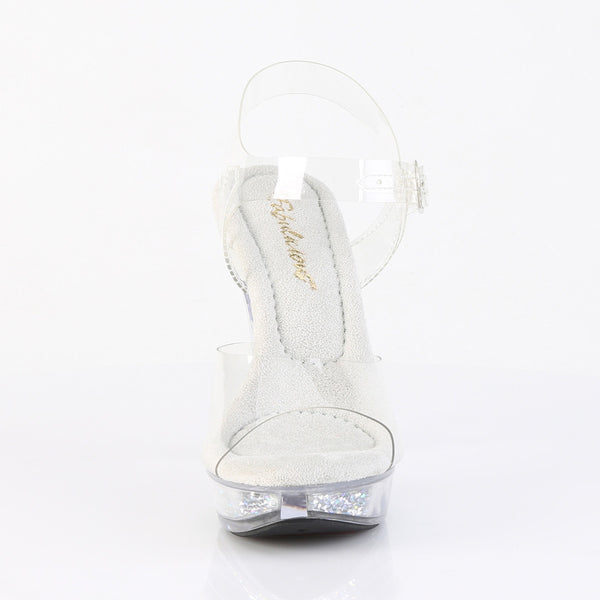 COCKTAIL-508RSI Plateau High Heel Sandaletten - Silber Glitzer Transparent von Fabulicious – Ansicht 2