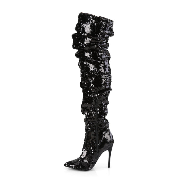 COURTLY-3011 Overknee Stiefel Schwarz von Pleaser – Ansicht 3