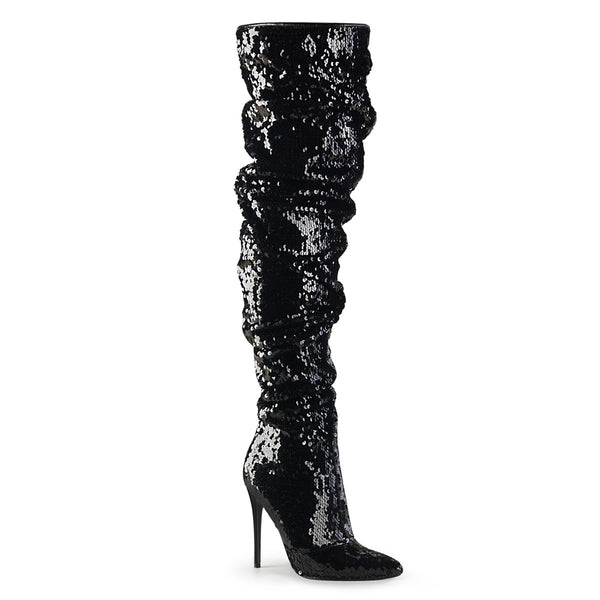 COURTLY-3011 Overknee Stiefel Schwarz von Pleaser