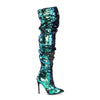 COURTLY-3011 Overknee Stiefel Blau Grün von Pleaser – Ansicht 5