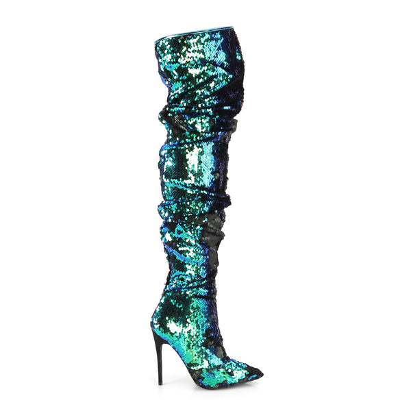 COURTLY-3011 Overknee Stiefel Blau Grün von Pleaser – Ansicht 5