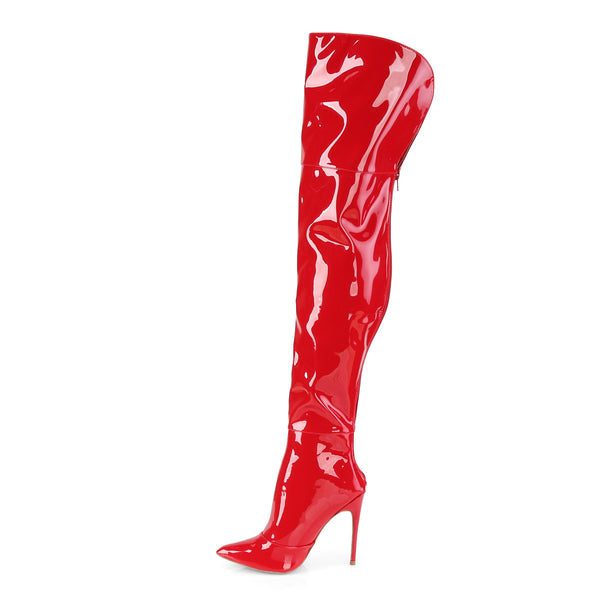 COURTLY-3012 Overknee Stiefel Rot Lack von Pleaser – Ansicht 3