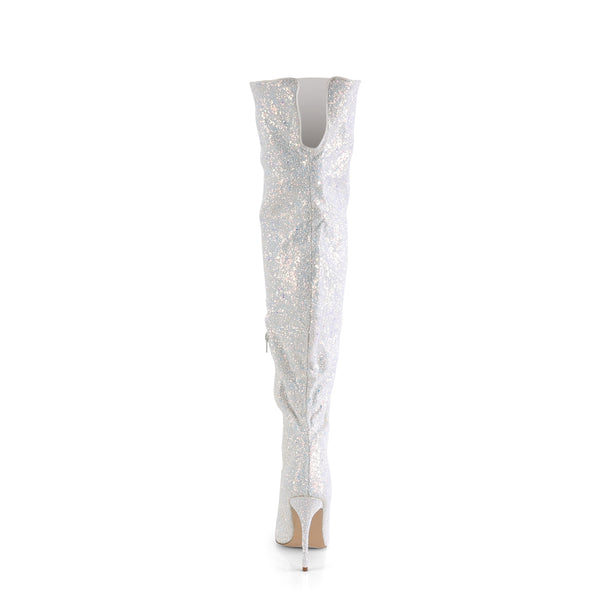 COURTLY-3015 Overknee Stiefel Glitzer Weiß von Pleaser – Ansicht 4