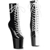 CRAZE-1040TT Plateau Pony Stiefeletten - Schwarz/Weiß Lack | Pleaser SALE