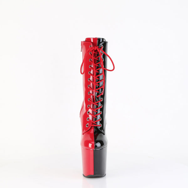 CRAZE-1040TT Plateau Stiefeletten - Rot/Schwarz Lack von Pleaser – Ansicht 2