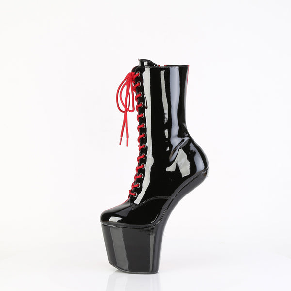 CRAZE-1040TT Plateau Stiefeletten - Rot/Schwarz Lack von Pleaser – Ansicht 3