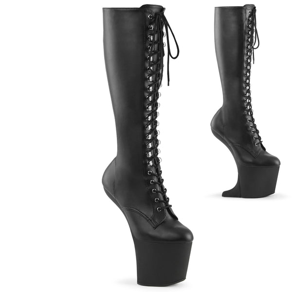 CRAZE-2023 Plateau Pony Stiefel - Schwarz Matt von Pleaser