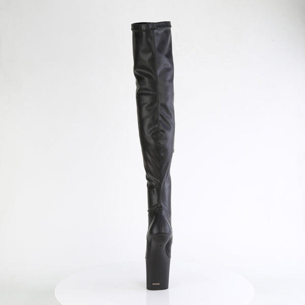 CRAZE-3000 Plateau Pony Overknee Stiefel - Schwarz Matt von Pleaser – Ansicht 4