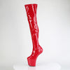 CRAZE-3000 Plateau Overknee Stiefel - Rot Lack von Pleaser – Ansicht 3