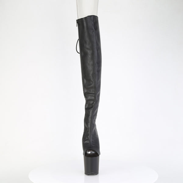 CRAZE-3019 Plateau Pony Overknee Stiefel - Schwarz Matt von Pleaser – Ansicht 2