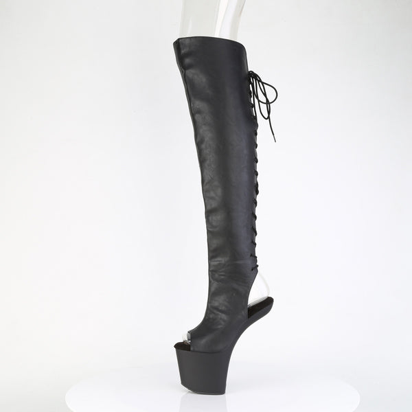 CRAZE-3019 Plateau Pony Overknee Stiefel - Schwarz Matt von Pleaser – Ansicht 3